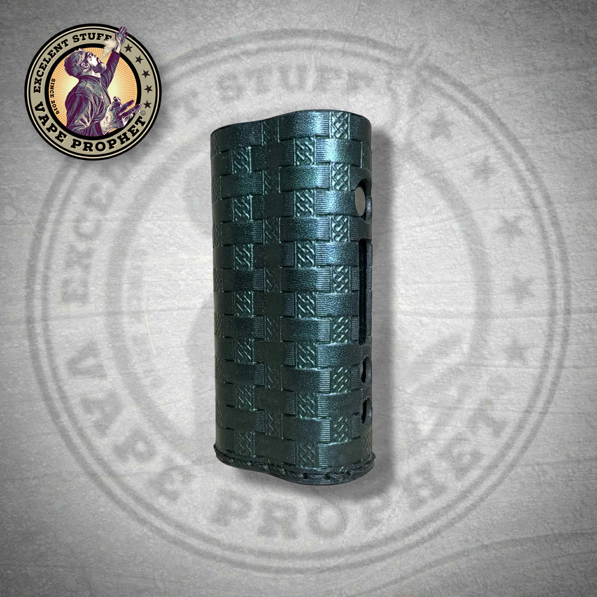Leather Struktur Sleeve "Celtic Basket Green Metal", passend für die Pipeline Pro M/Dicodes Dani Micro 21700 