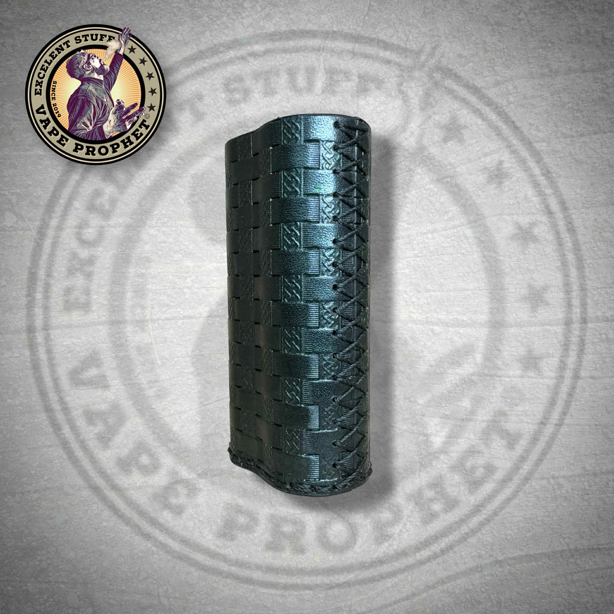 Leather Struktur Sleeve "Celtic Basket Green Metal", passend für die Pipeline Pro M/Dicodes Dani Micro 21700 